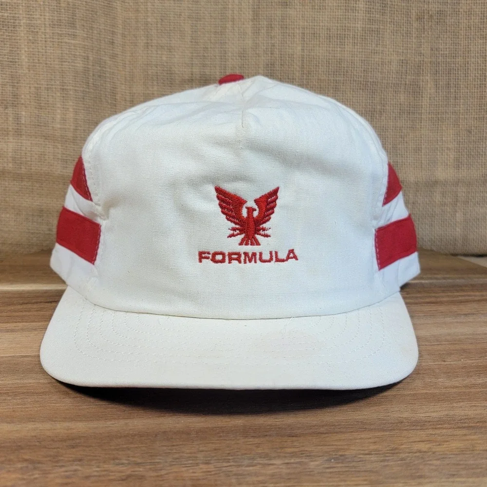Vintage Formula Firebird Snapback Hat Red White Racing Cap 80s 90s Trucker Style